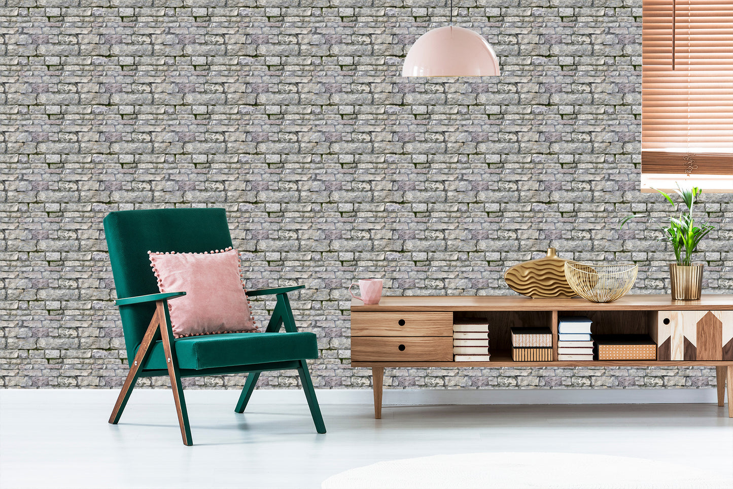 Wallpaper Old Brick In Shades Of Gray