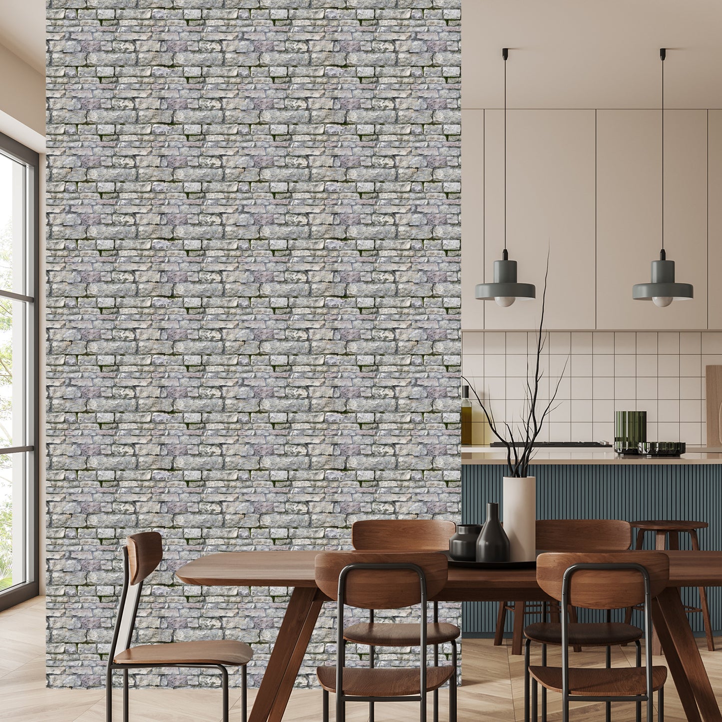 Wallpaper Old Brick In Shades Of Gray