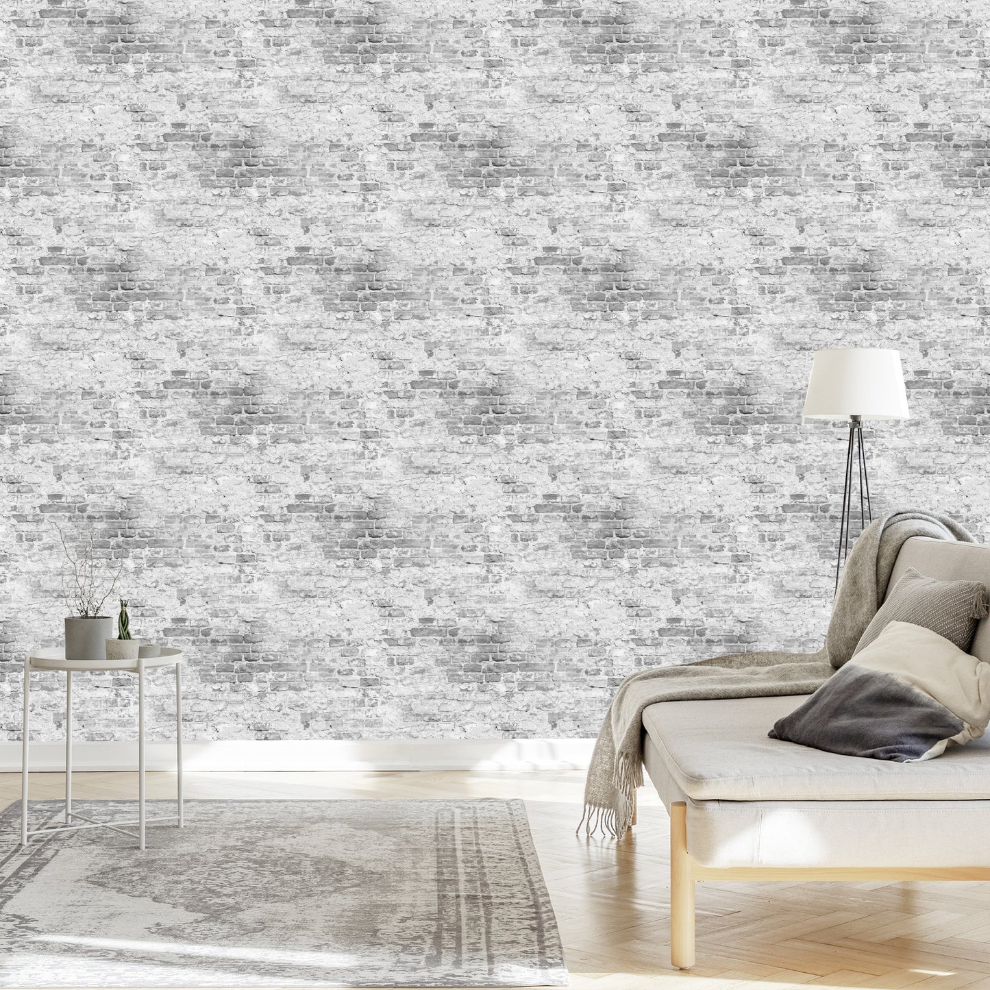 Wallpaper Old Brick Wall In Shades Of Gray