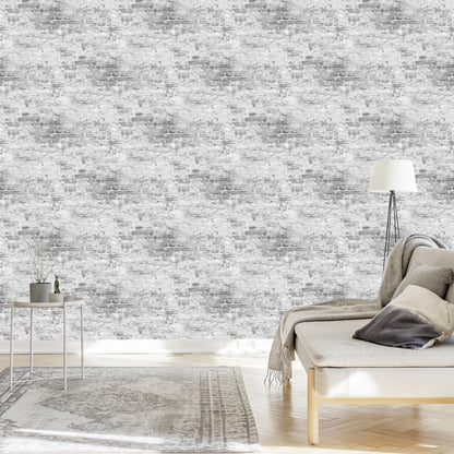 Wallpaper Old Brick Wall In Shades Of Gray