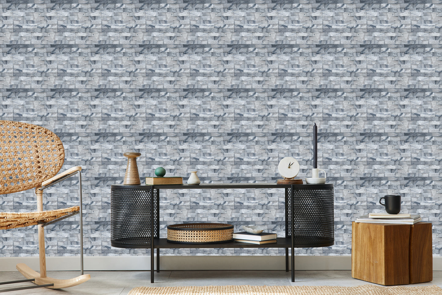 Wallpaper Stylish Brick In Shades Of Gray