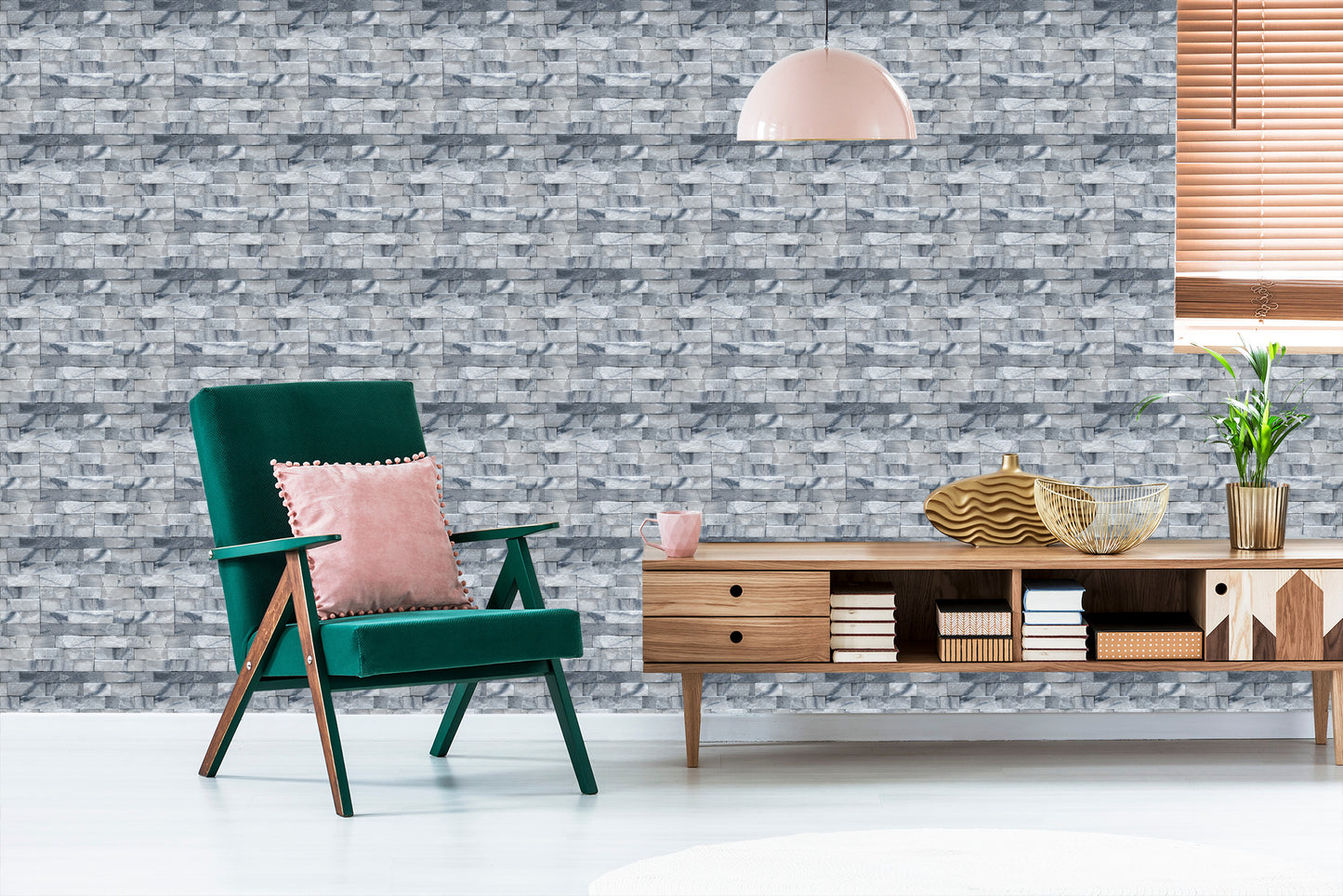 Wallpaper Stylish Brick In Shades Of Gray