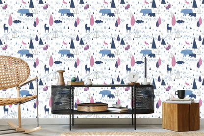 Wallpaper Animals Scandinavian Style Children's Room
