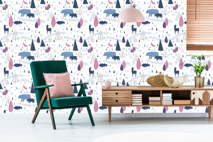 Wallpaper Animals Scandinavian Style Children's Room