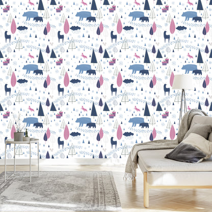 Wallpaper Animals Scandinavian Style Children's Room