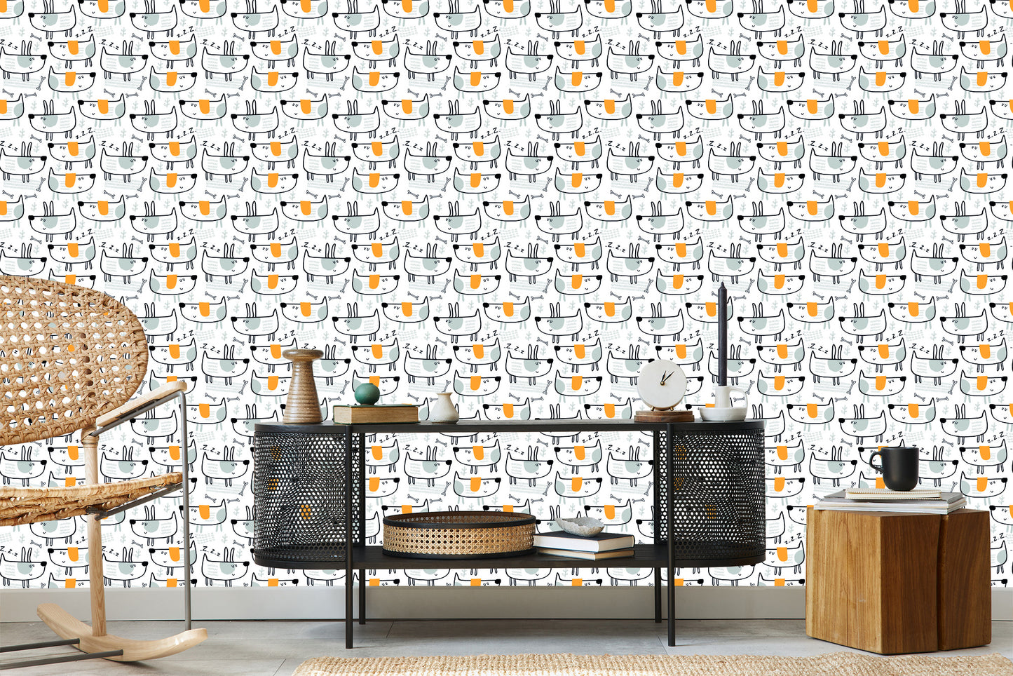 Wallpaper For Children, Dogs In The Scandinavian Style