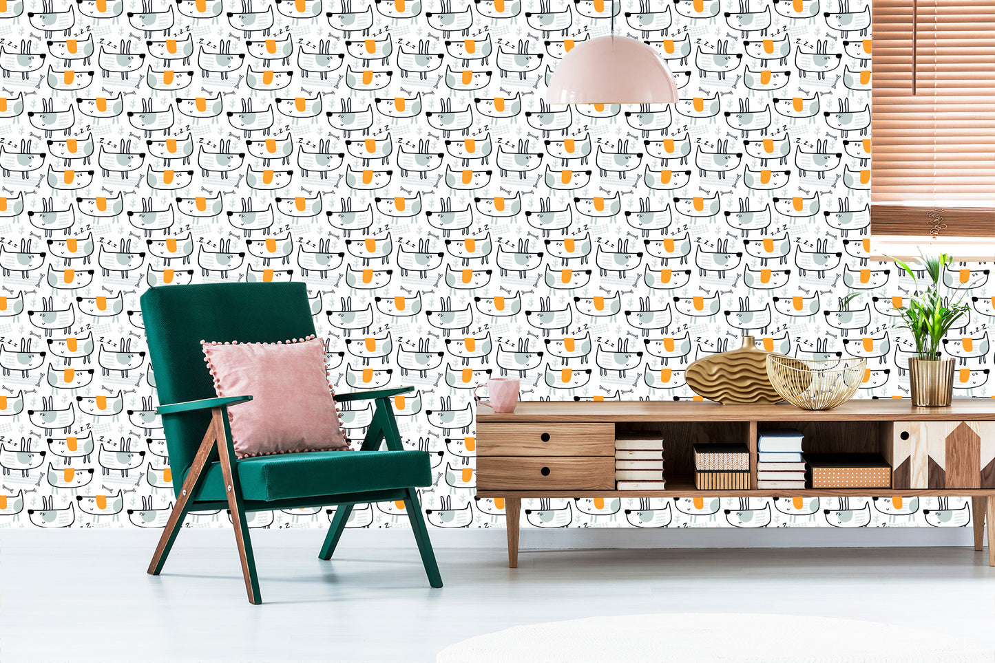 Wallpaper For Children, Dogs In The Scandinavian Style