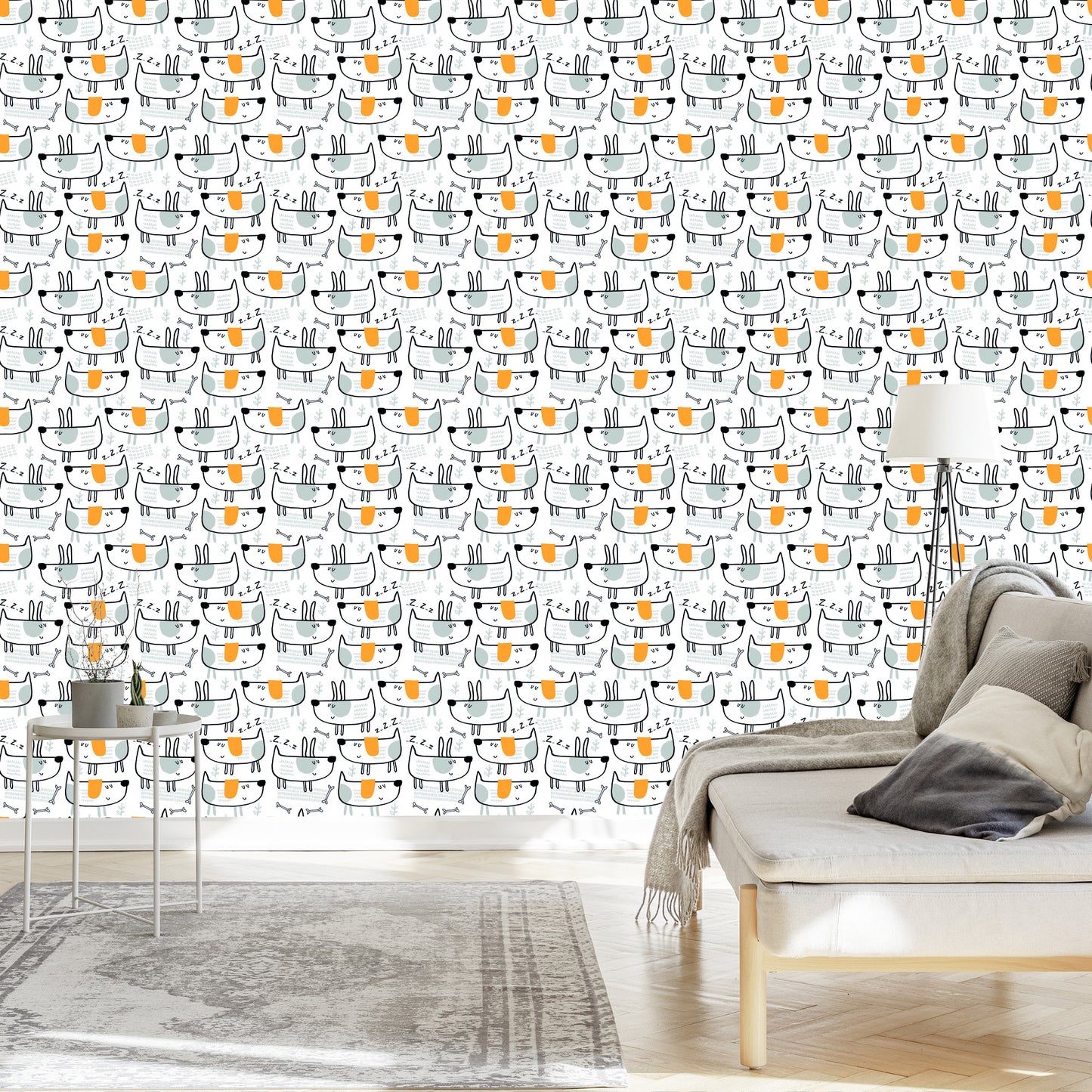 Wallpaper For Children, Dogs In The Scandinavian Style