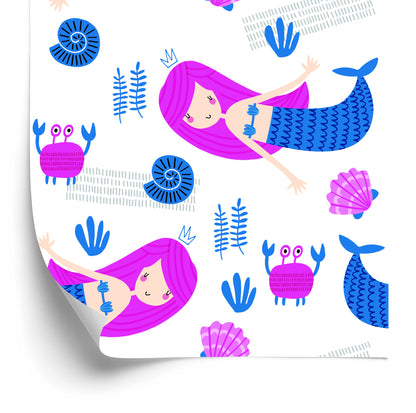 Wallpaper Mermaids For Children In The Scandinavian Style