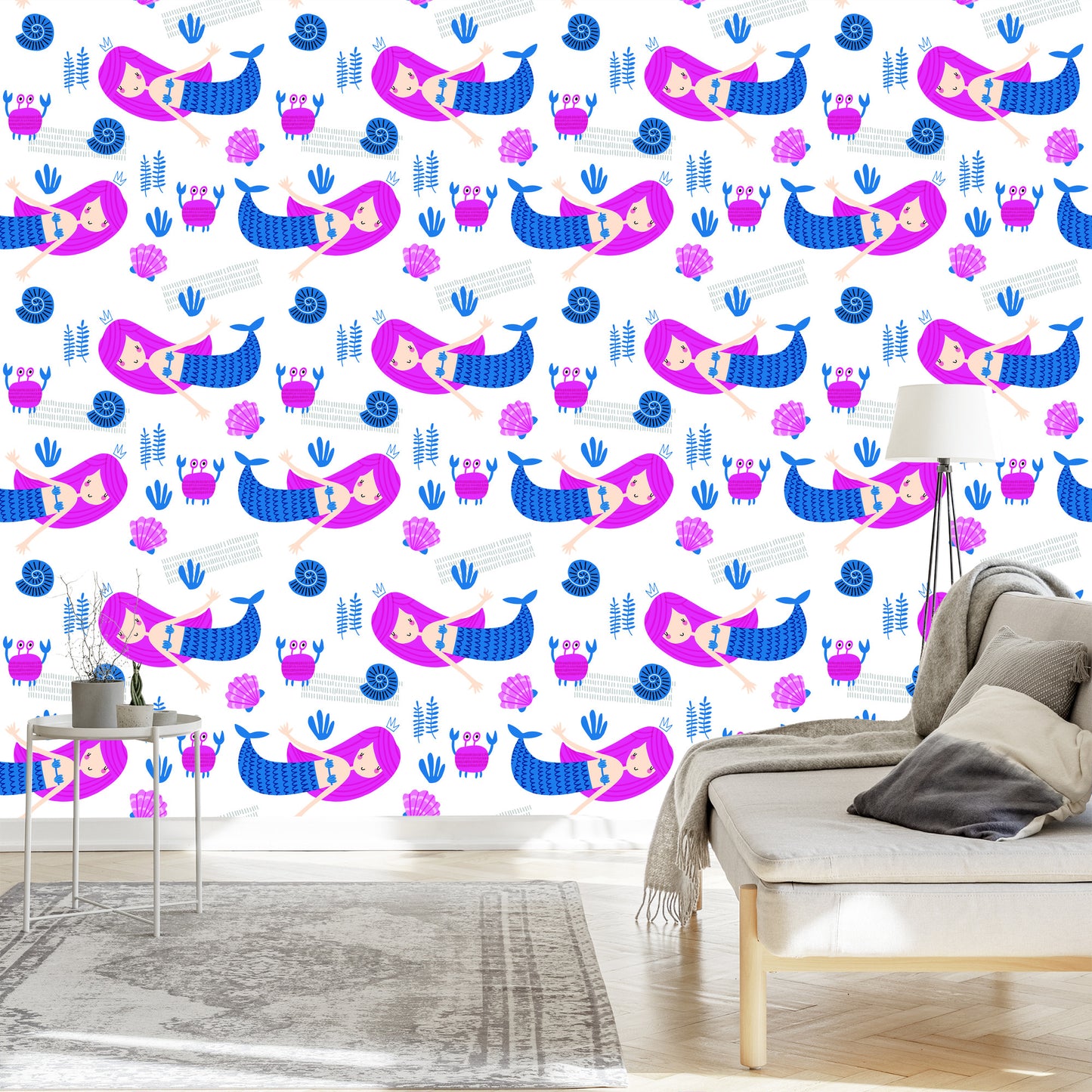 Wallpaper Mermaids For Children In The Scandinavian Style