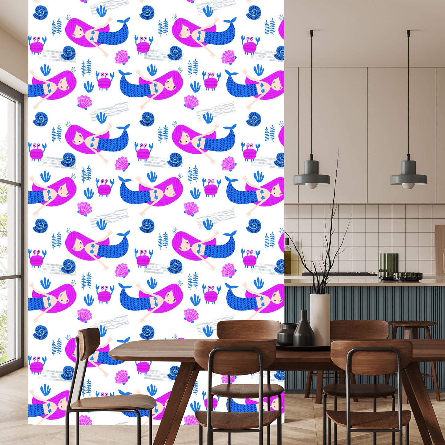 Wallpaper Mermaids For Children In The Scandinavian Style