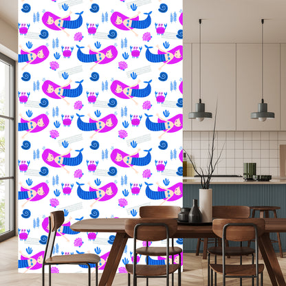 Wallpaper Mermaids For Children In The Scandinavian Style