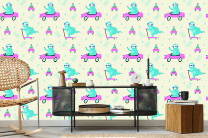 Wallpaper For Children - Sloths In The Scandinavian Style