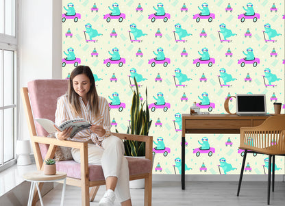 Wallpaper For Children - Sloths In The Scandinavian Style