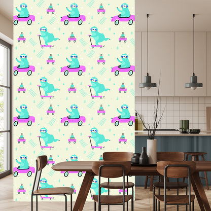Wallpaper For Children - Sloths In The Scandinavian Style