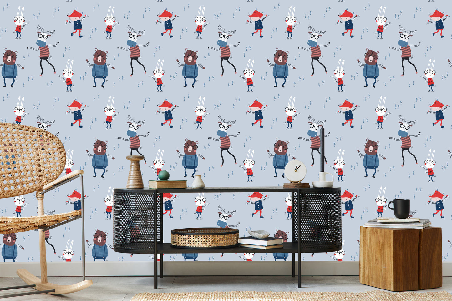 Wallpaper For Children. Animals. Notes. Scandinavian Style