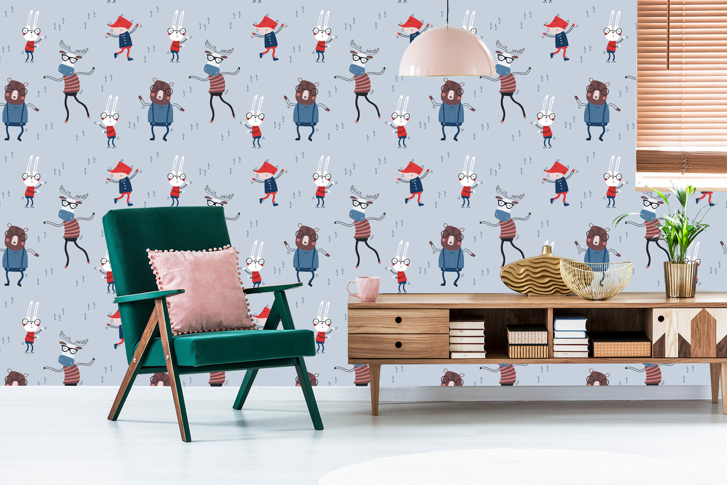 Wallpaper For Children. Animals. Notes. Scandinavian Style