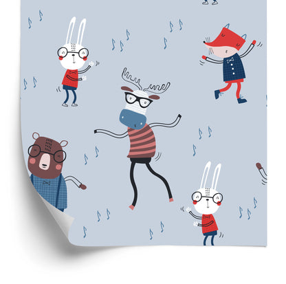 Wallpaper For Children. Animals. Notes. Scandinavian Style