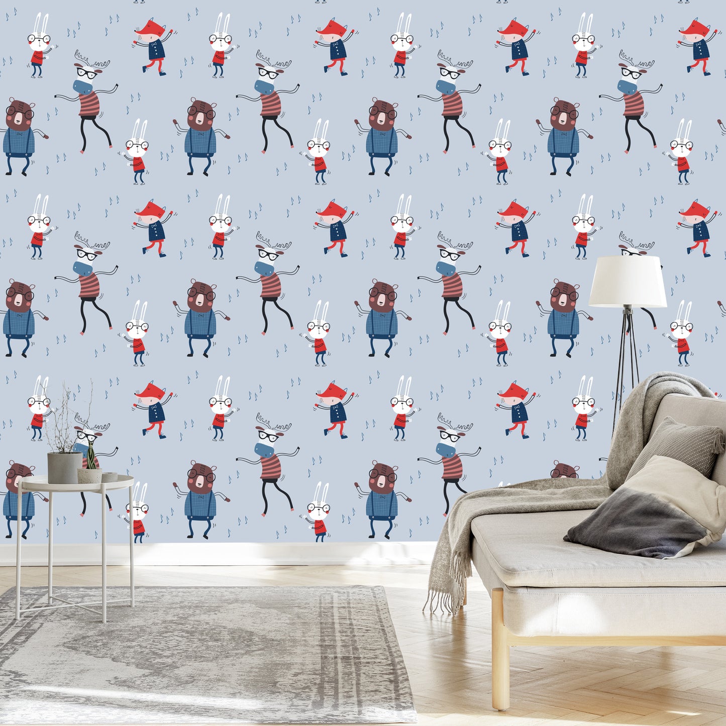 Wallpaper For Children. Animals. Notes. Scandinavian Style