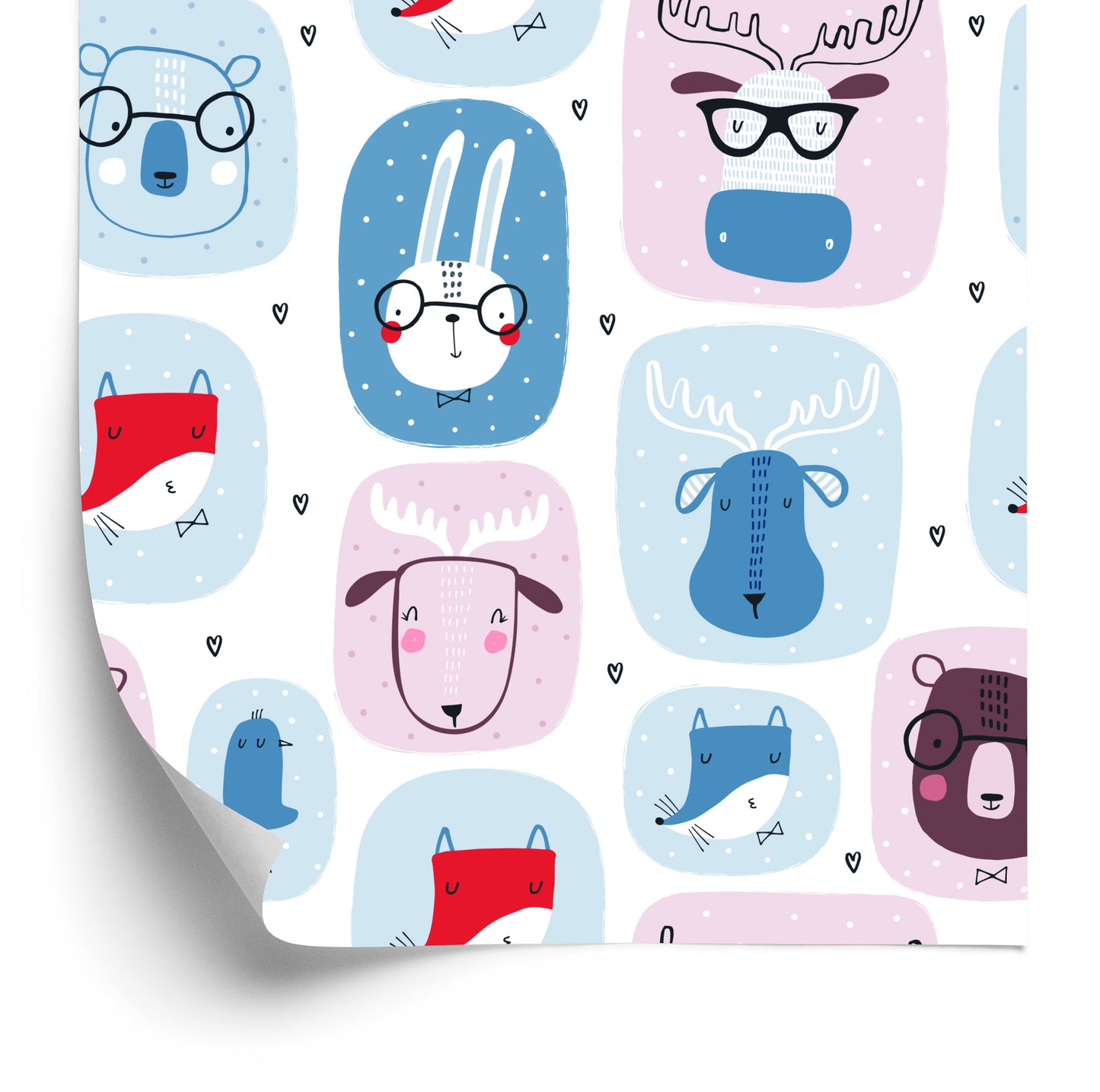 Wallpaper For Children. Hares. Foxes. Scandinavian Style