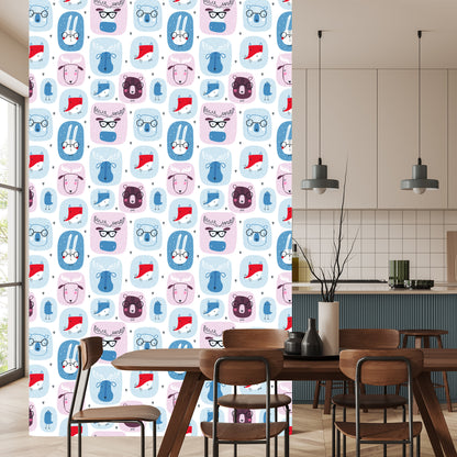 Wallpaper For Children. Hares. Foxes. Scandinavian Style