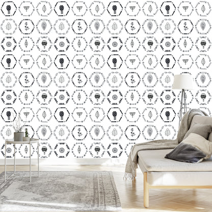 Wallpaper To The Office. Leaves, Plants, Scandinavian Style