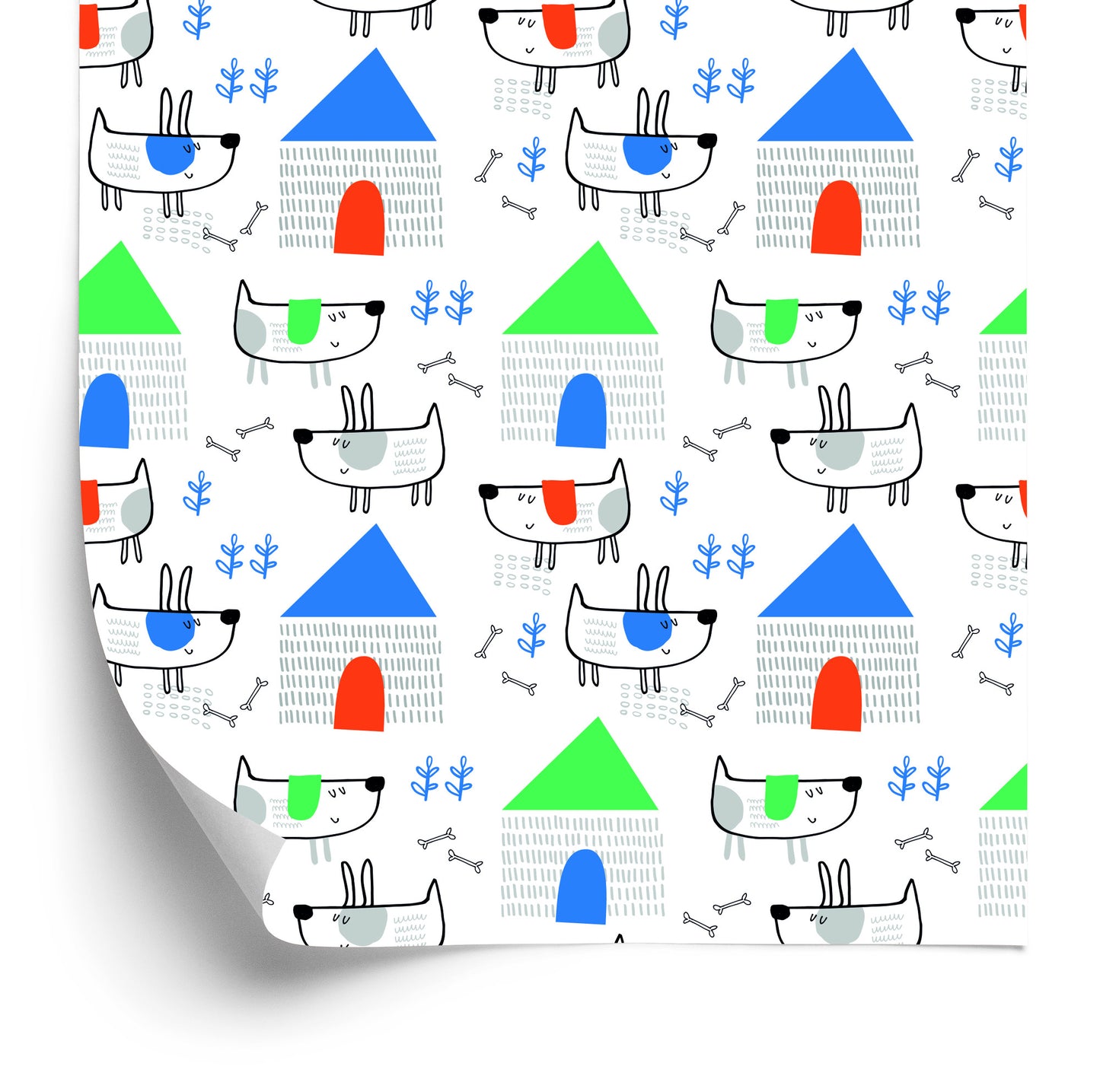 Wallpaper Dogs In Scandinavian Style For Children's Room