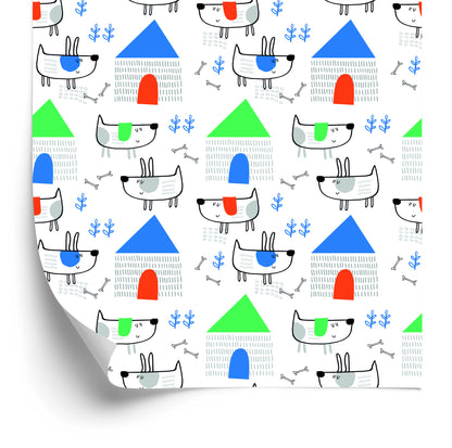 Wallpaper Dogs In Scandinavian Style For Children's Room