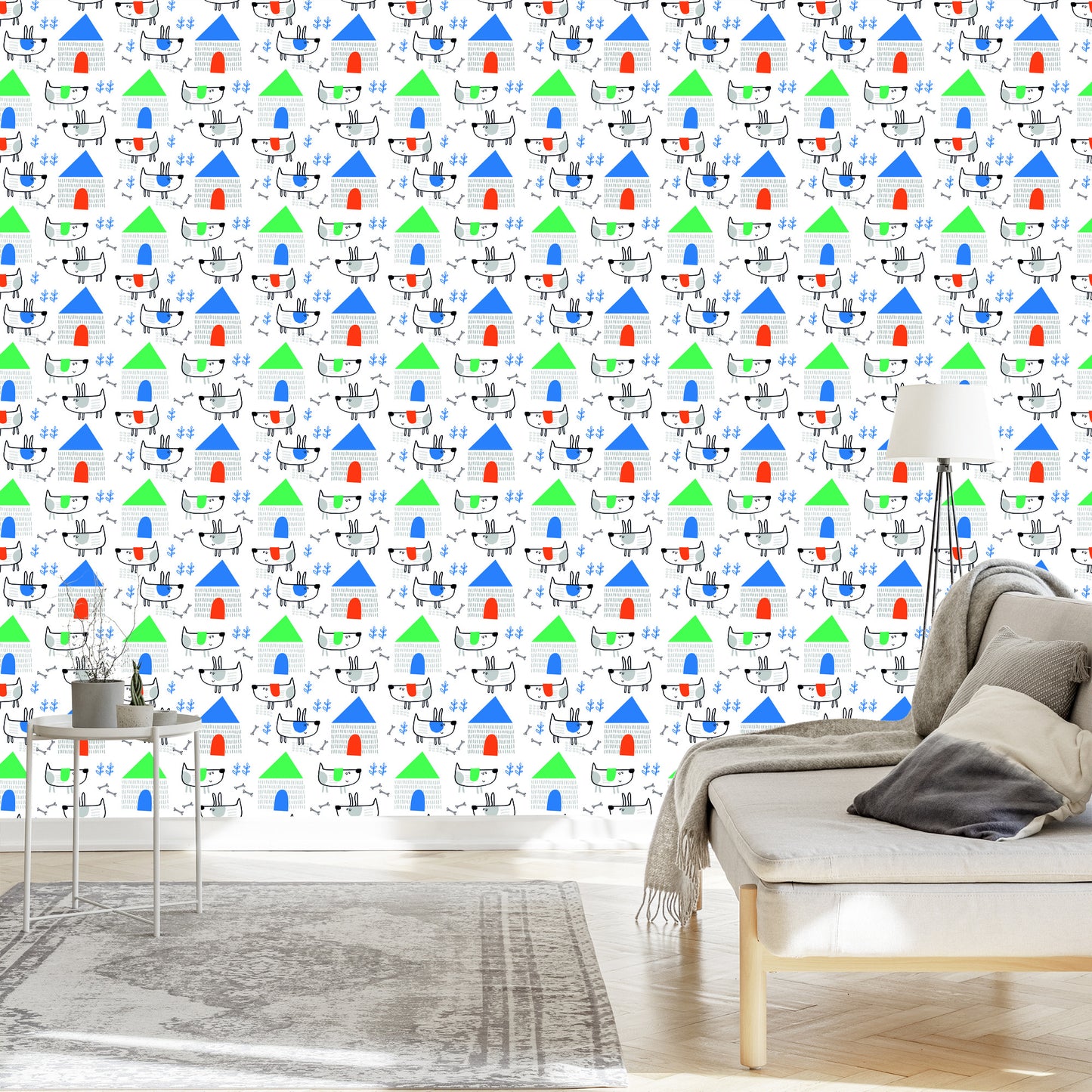 Wallpaper Dogs In Scandinavian Style For Children's Room