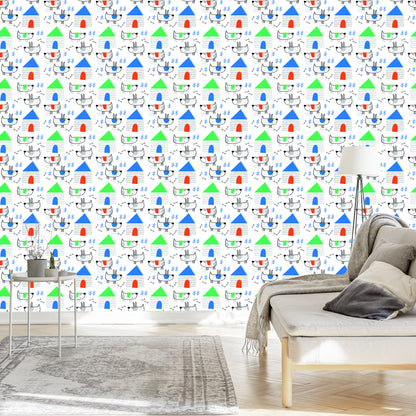 Wallpaper Dogs In Scandinavian Style For Children's Room