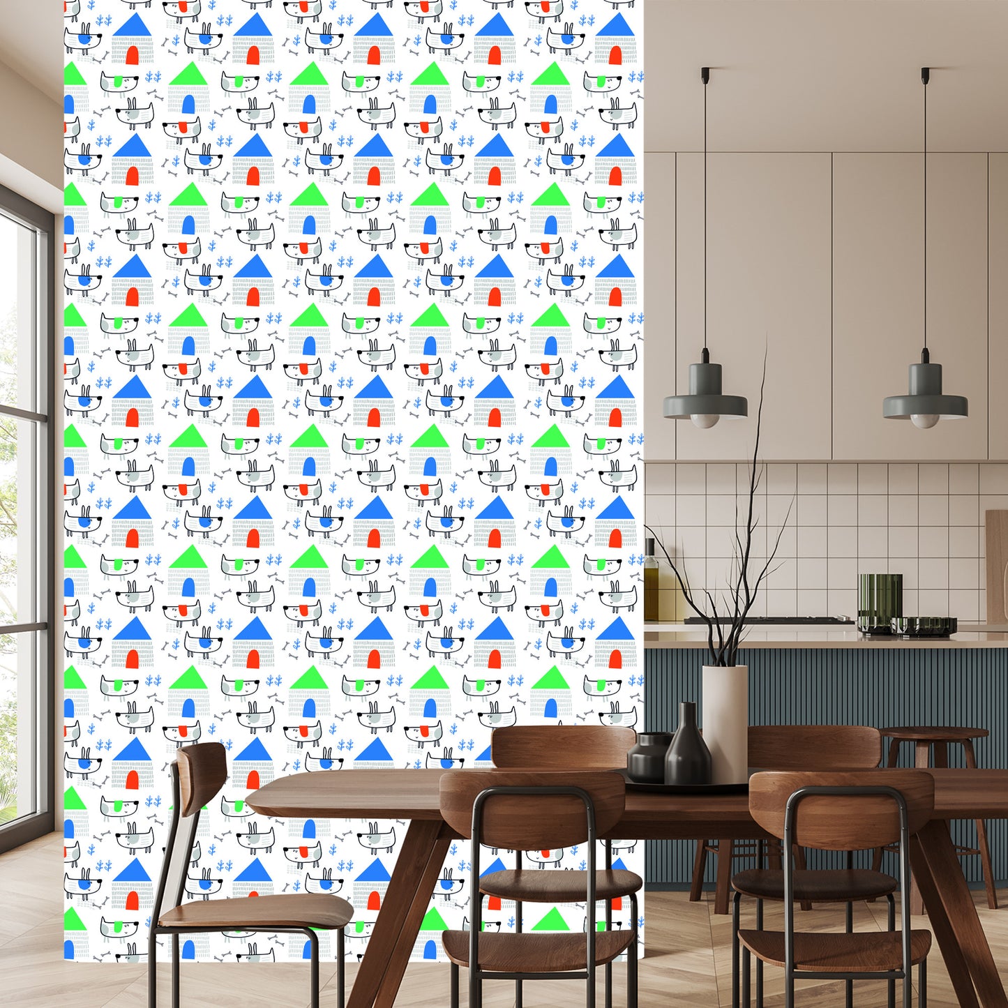 Wallpaper Dogs In Scandinavian Style For Children's Room