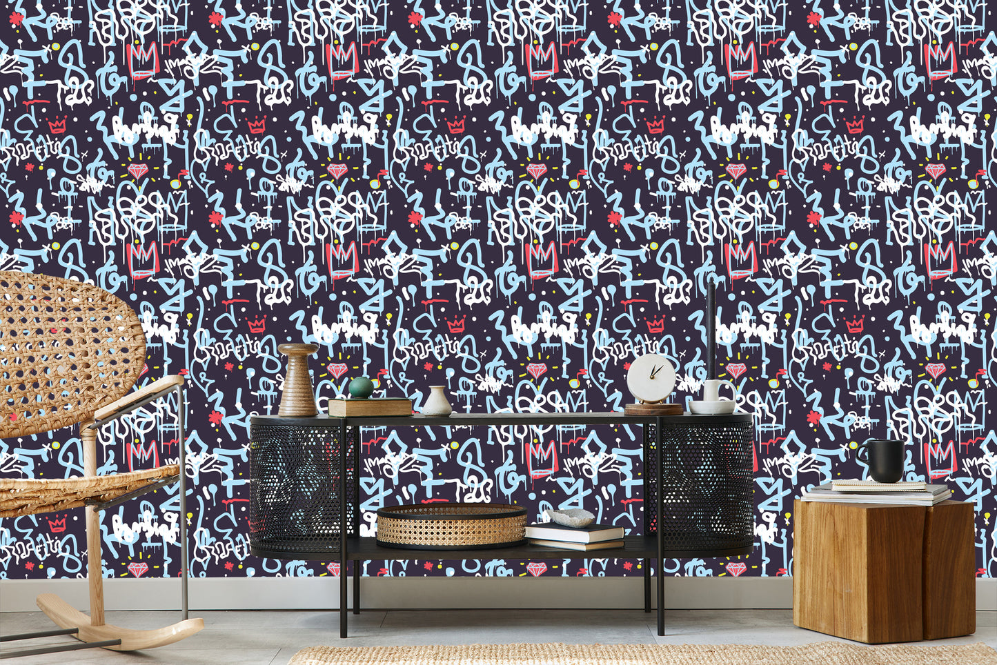 Wallpaper Graffiti With Diamonds