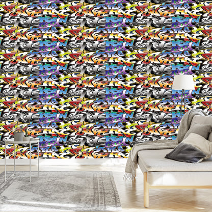 Wallpaper Graffiti In Many Colors