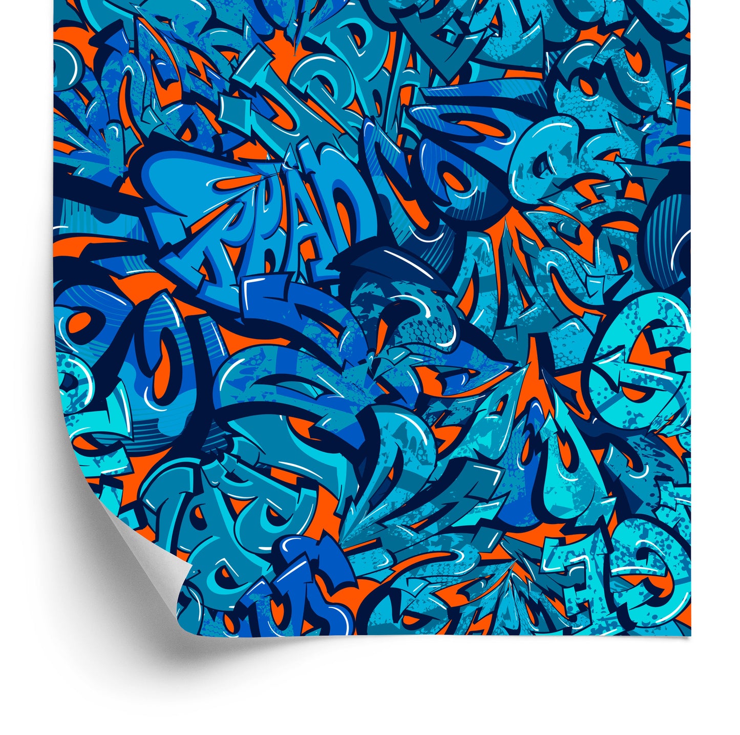 Wallpaper Graffiti Inscriptions In Shades Of Blue