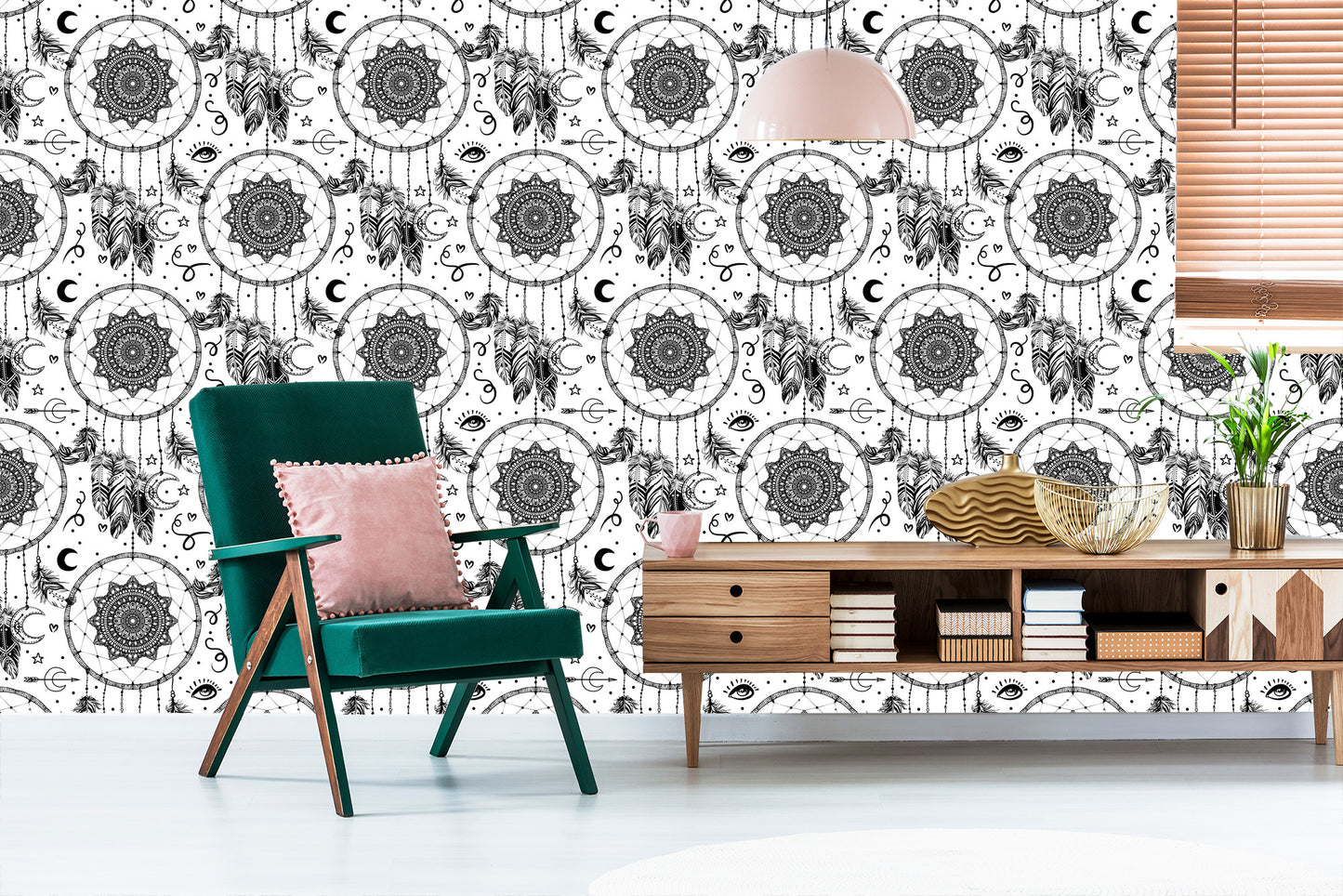 Wallpaper Black And White Dream Catchers
