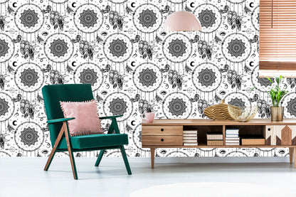Wallpaper Black And White Dream Catchers
