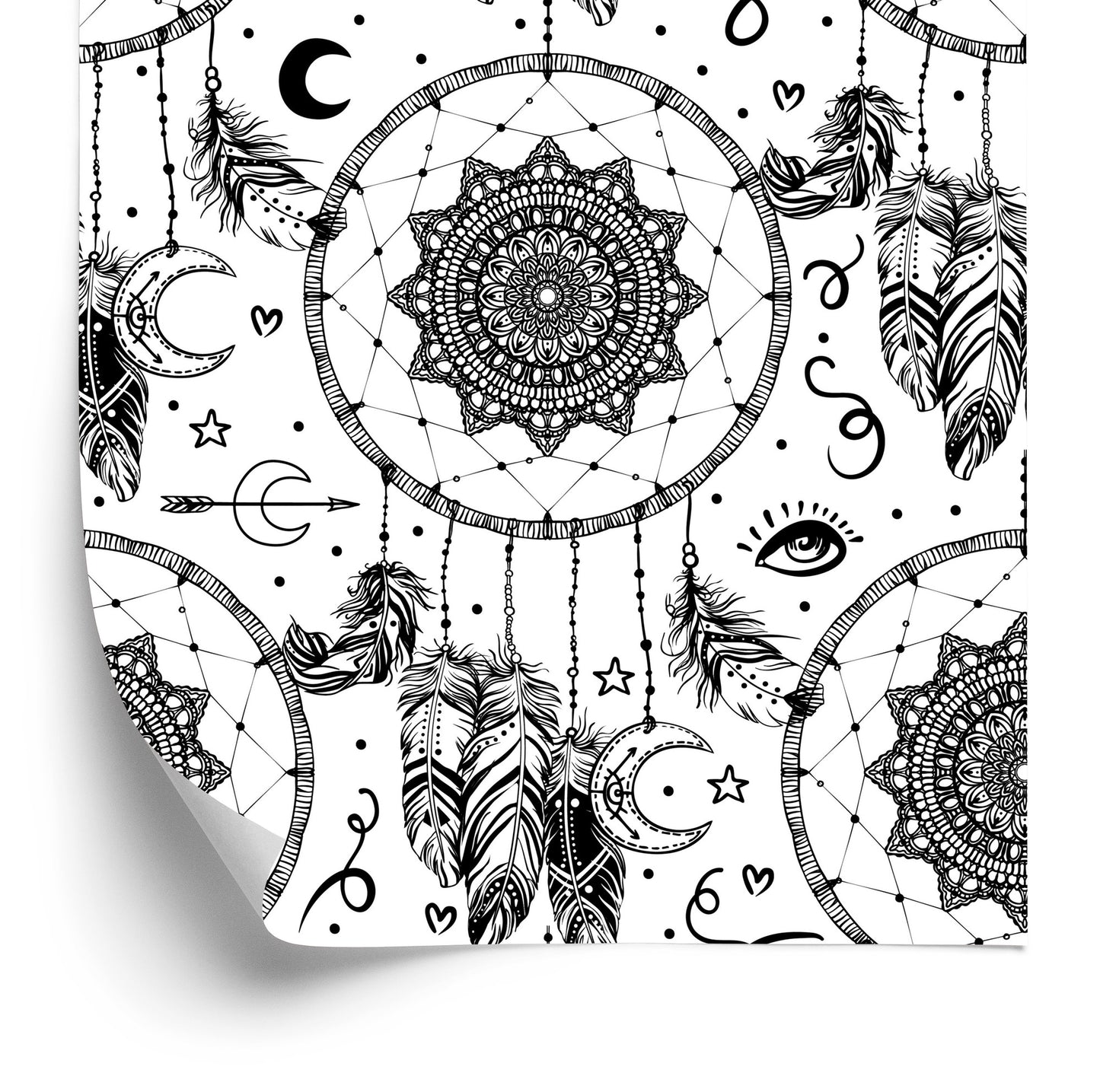 Wallpaper Black And White Dream Catchers