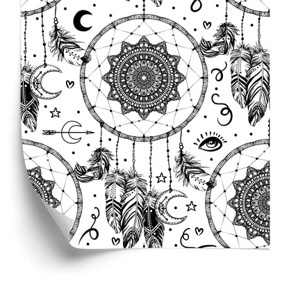 Wallpaper Black And White Dream Catchers
