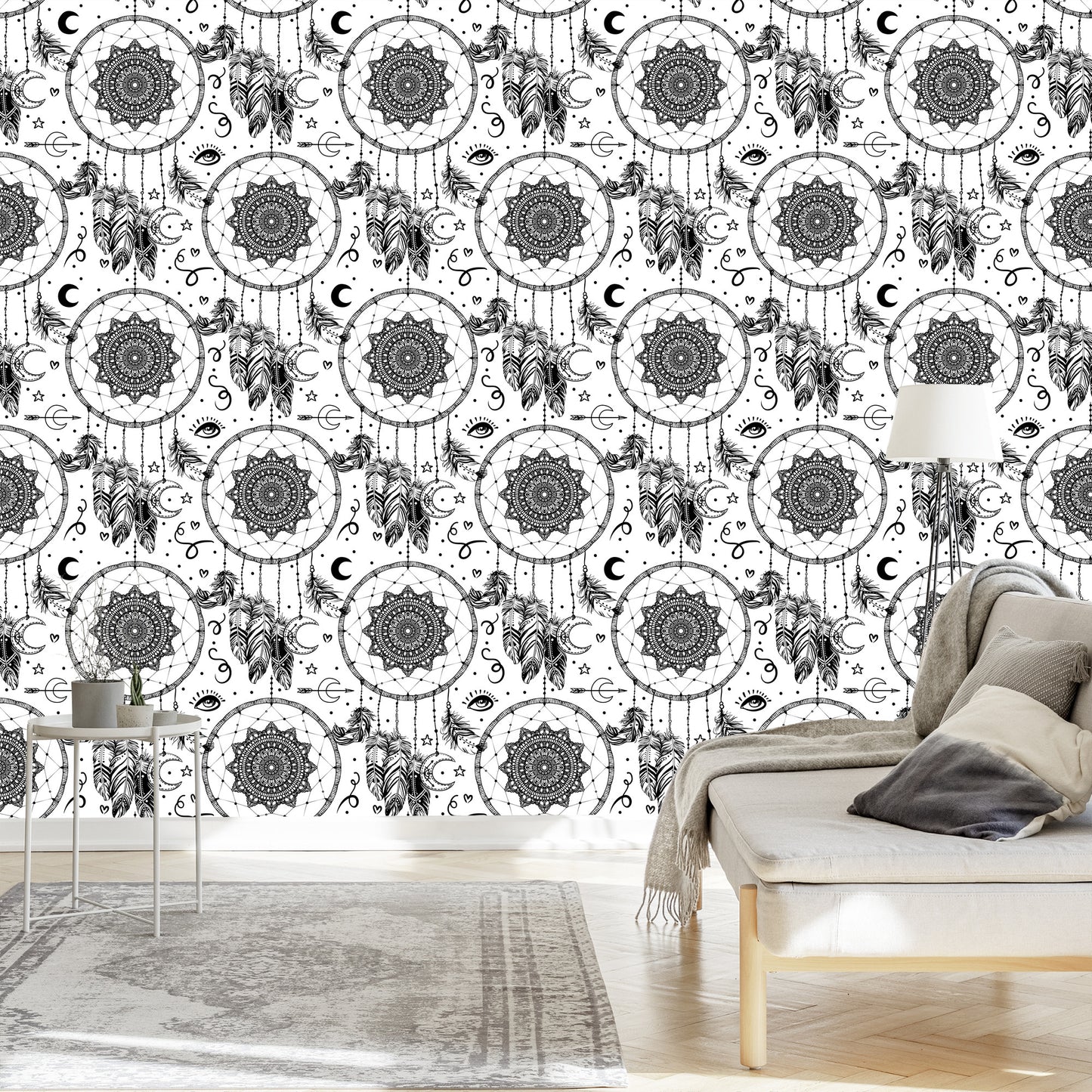 Wallpaper Black And White Dream Catchers