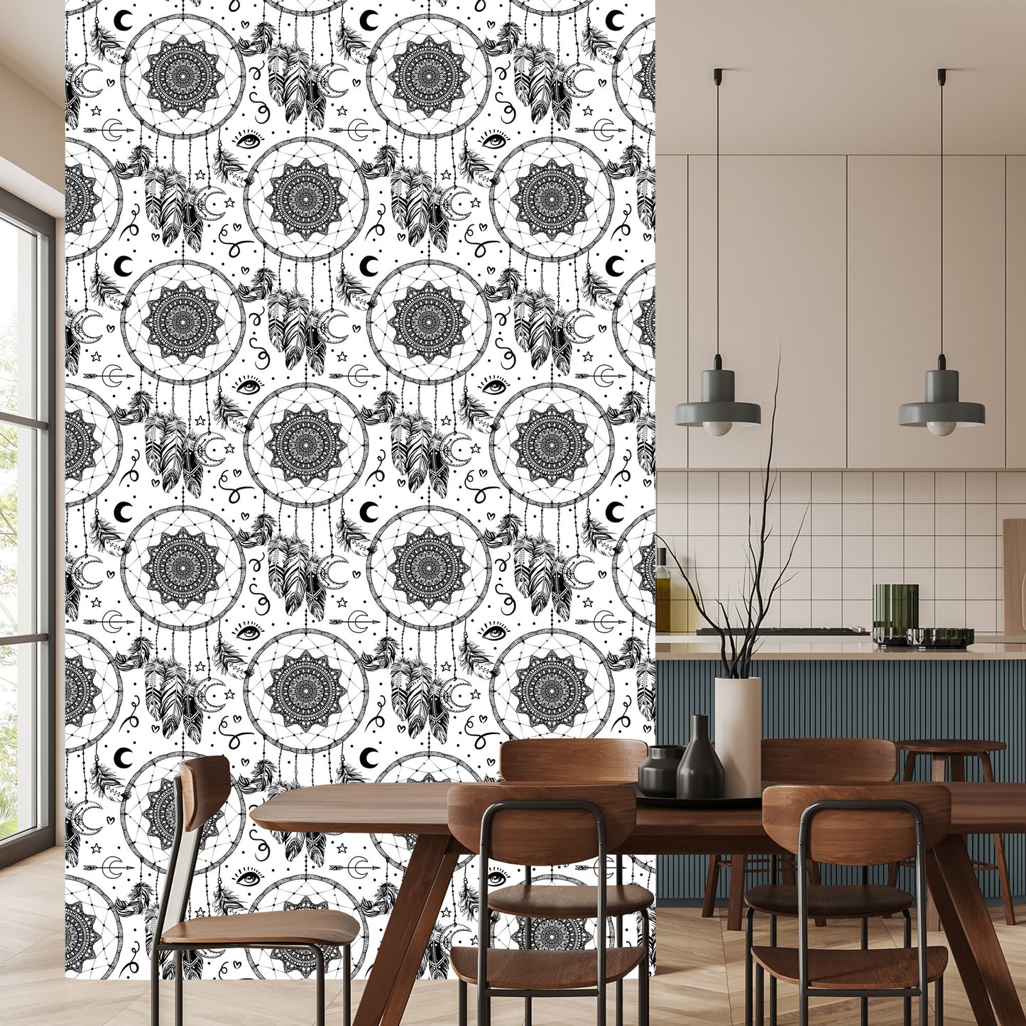 Wallpaper Black And White Dream Catchers
