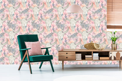 Wallpaper Skulls In Boho Style