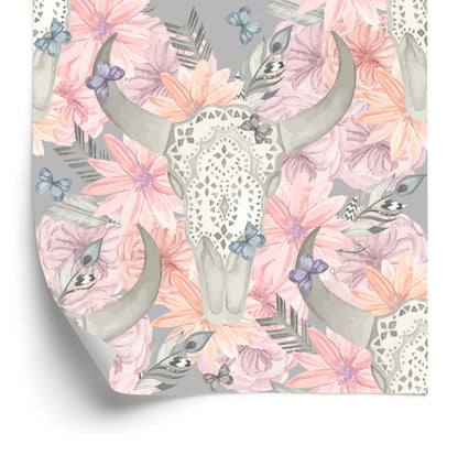 Wallpaper Skulls In Boho Style