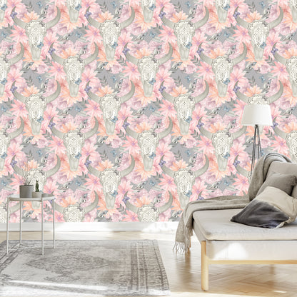 Wallpaper Skulls In Boho Style