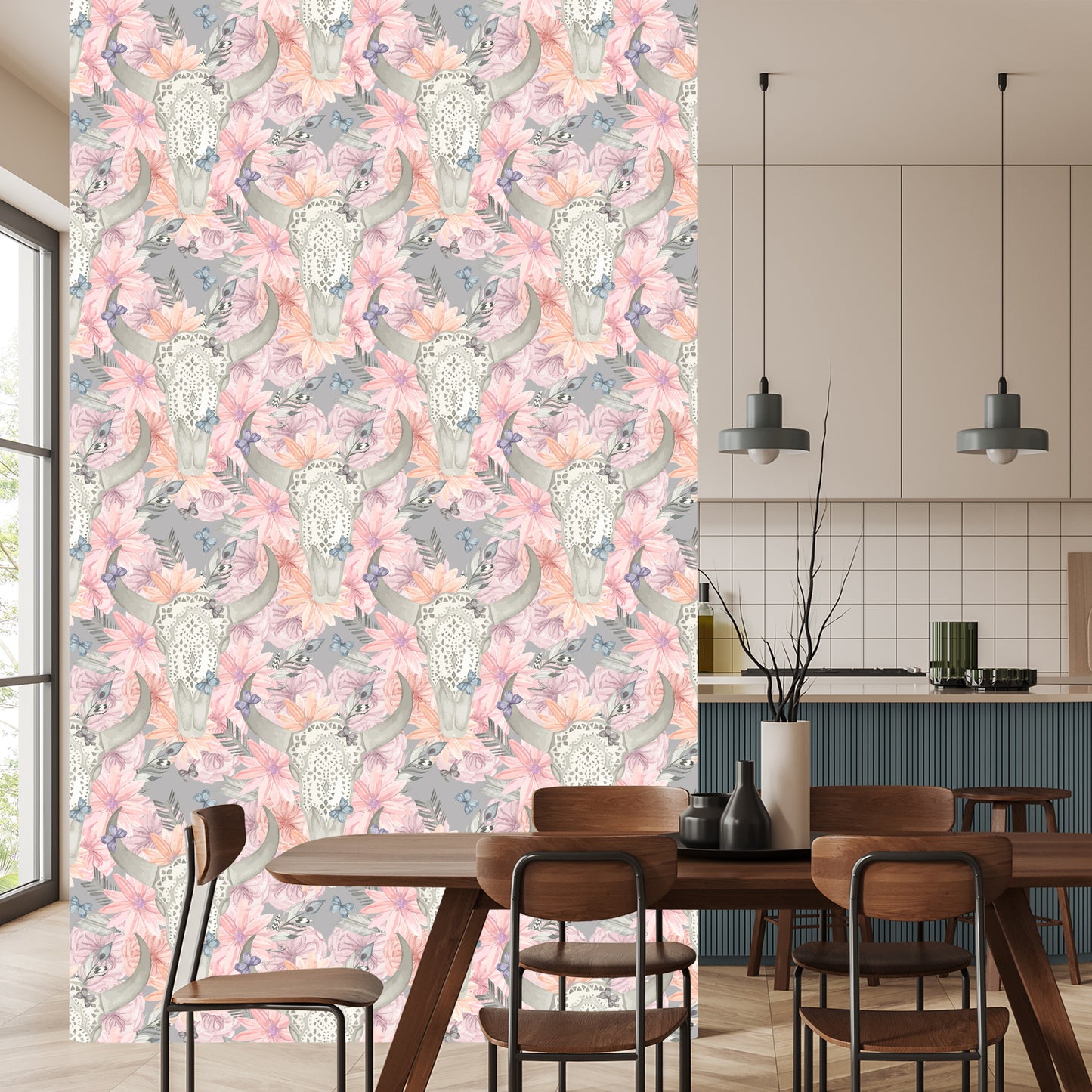 Wallpaper Skulls In Boho Style