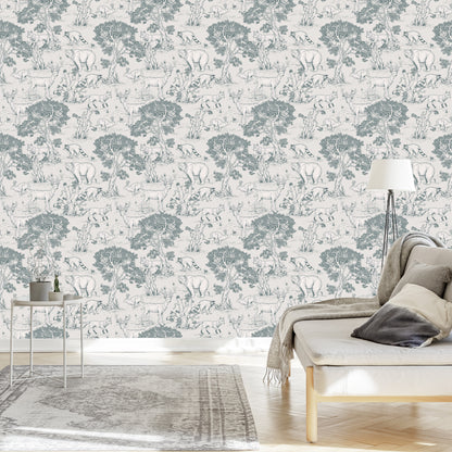 Wallpaper For Children. Forest Animals, Trees, Sketch