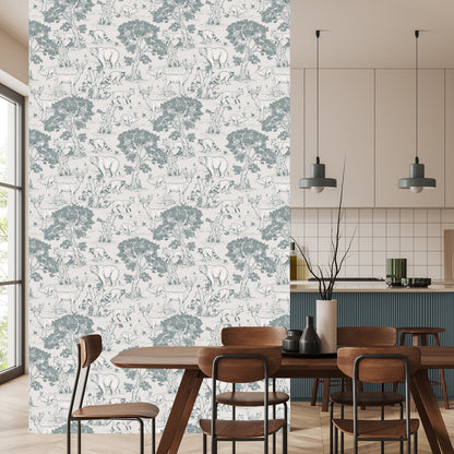 Wallpaper For Children. Forest Animals, Trees, Sketch