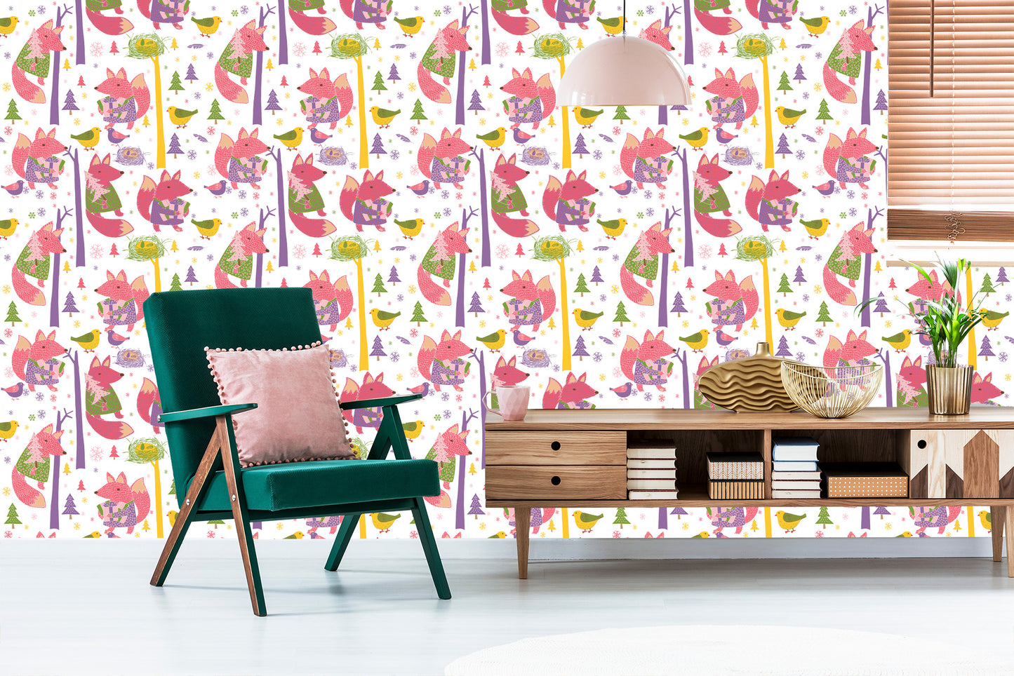 Wallpaper For Children - Fox And Birds In The Forest