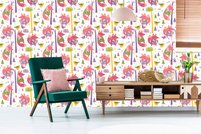 Wallpaper For Children - Fox And Birds In The Forest
