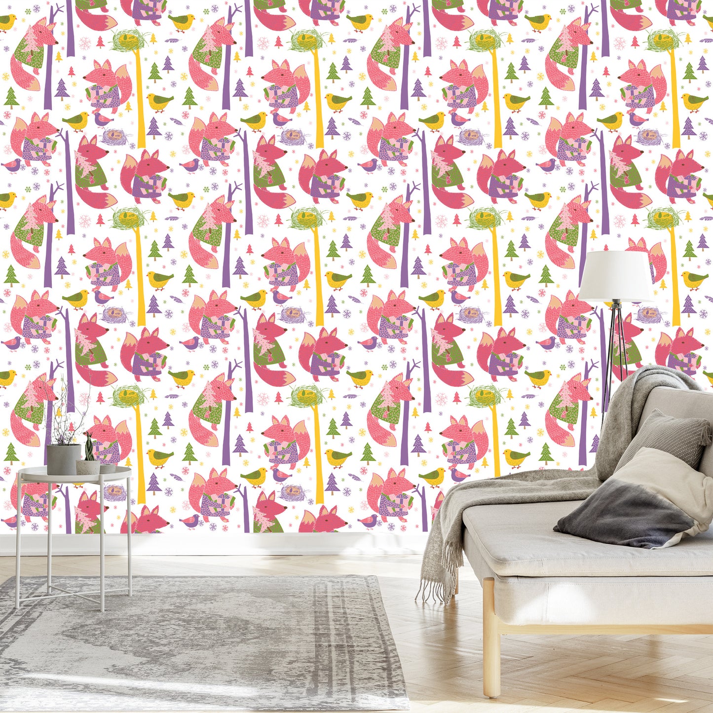 Wallpaper For Children - Fox And Birds In The Forest