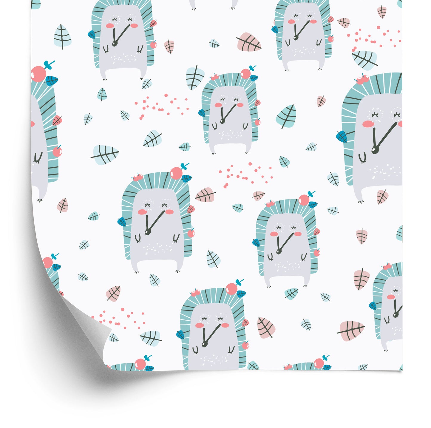 Wallpaper For Children - Hedgehogs In The Scandinavian Style